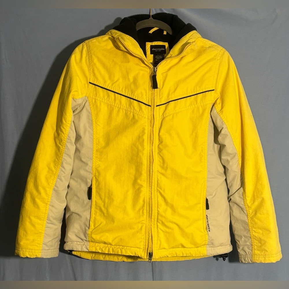 Abercrombie Yellow and Beige Fleece Lined Coat Size XL